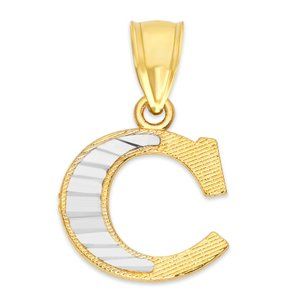 10k Real Solid Gold C Initial Pendant Name Jewelry